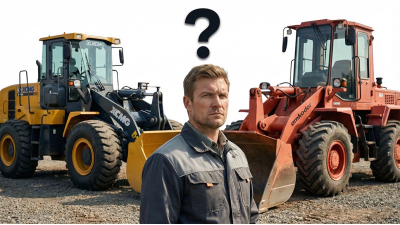 Покупатель выбирает между фронтальными погрузчиками XCMG и Амкодор на строительной площадке