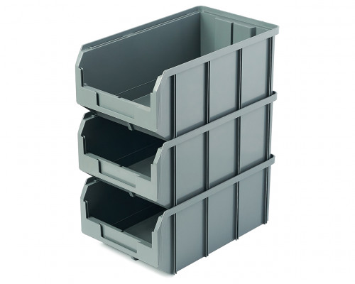 Пластиковый ящик Стелла-техник V-3-К3-серый , 210х370х300мм, комплект 3 штуки