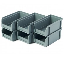 Пластиковый ящик Стелла-техник V-1-К6-серый , 180х200х140мм, комплект 6 штук