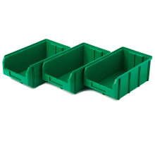Пластиковый ящик Стелла-техник V-3-К3-зеленый , 210х370х300мм, комплект 3 штуки