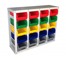 Стеллаж с направляющими Стелла-техник V3-20 стационарный, односторонний, 20 ячеек с ящиками