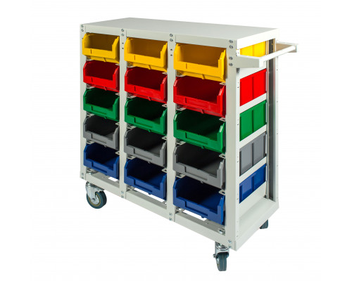 Стеллаж с направляющими мобильный, односторонний, Стелла-техник V3-15-125-И 15 ячеек, грузоподъемность 350кг