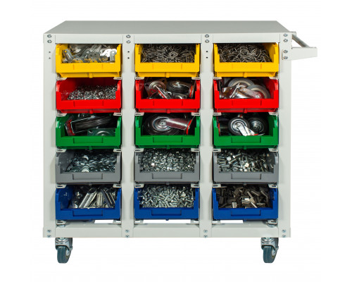 Стеллаж с направляющими мобильный, односторонний, Стелла-техник V3-15-125-И 15 ячеек, грузоподъемность 350кг