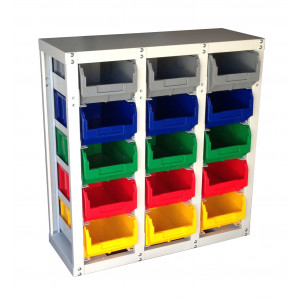 Стеллаж с направляющими Стелла-техник V3-15 стационарный, односторонний, 15 ячеек с ящиками