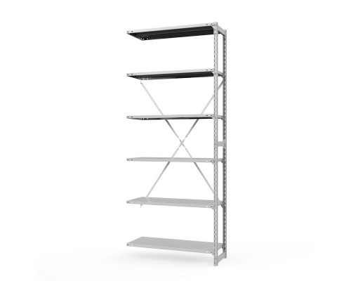 Секция приставная стеллажа металлического ТСУ Универсал, 3000x760x500 мм. Полки: метал. усил. 6 шт.