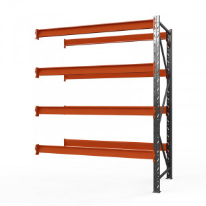 Секция приставная стеллажа металлического Оптима, 3000x1250x785 мм. Ярусы: 5 шт. без настила