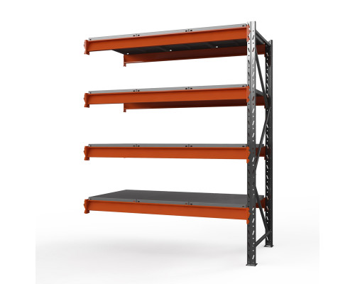 Секция приставная стеллажа металлического Оптима, 3500x1530x785 мм. Ярусы: 4 шт. метал.