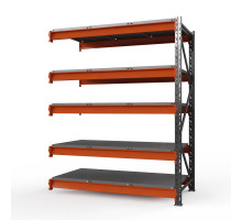 Секция приставная стеллажа металлического Оптима, 3500x1250x785 мм. Ярусы: 5 шт. метал.