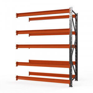 Секция приставная стеллажа металлического Оптима, 3500x1250x785 мм. Ярусы: 6 шт. без настила