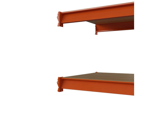 Секция приставная стеллажа металлического Оптима, 3500x1250x785 мм. Ярусы: 6 шт. фанера