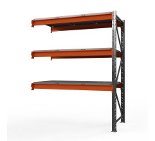 Секция приставная стеллажа металлического Оптима, 3500x1530x785 мм. Ярусы: 3 шт. метал.