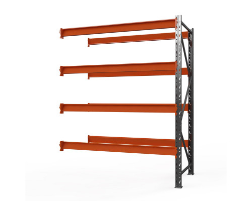 Секция приставная стеллажа металлического Оптима, 4000x1250x785 мм. Ярусы: 4 шт. без настила