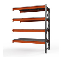 Секция приставная стеллажа металлического Оптима, 2500x2500x785 мм. Ярусы: 4 шт. метал.