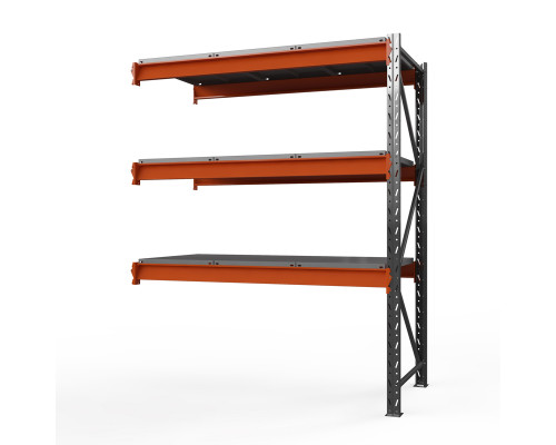 Секция приставная стеллажа металлического Оптима, 3500x1250x785 мм. Ярусы: 3 шт. метал.