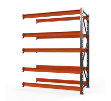 Секция приставная стеллажа металлического Оптима, 4000x1250x785 мм. Ярусы: 6 шт. без настила