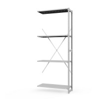 Секция приставная стеллажа металлического ТСУ Универсал, 2000x760x500 мм. Полки: метал. перф. усил. 4 шт.