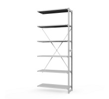 Секция приставная стеллажа металлического ТСУ Универсал, 3000x760x300 мм. Полки: метал. усил. 6 шт.