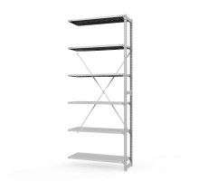 Секция приставная стеллажа металлического ТСУ Универсал, 3000x1060x400 мм. Полки: метал. перф.  6 шт.