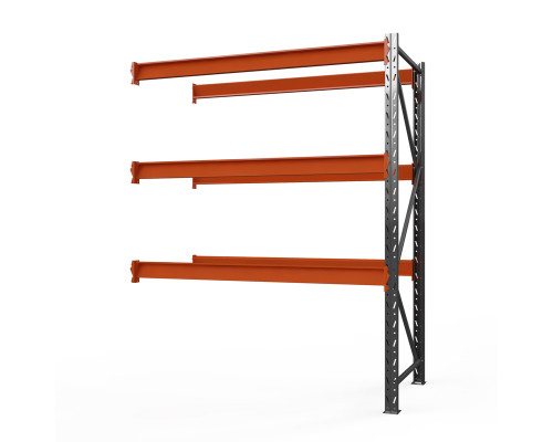 Секция приставная стеллажа металлического Оптима, 3000x1250x785 мм. Ярусы: 3 шт. без настила