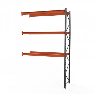 Секция приставная стеллажа металлического паллетного (4500х1800х1100 мм), 3 яруса