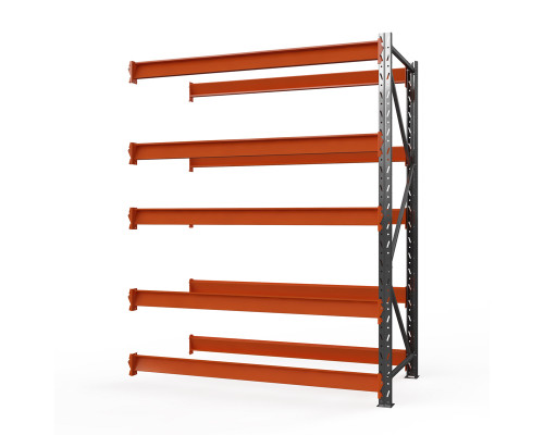 Секция приставная стеллажа металлического Оптима, 3500x2500x785 мм. Ярусы: 5 шт. без настила