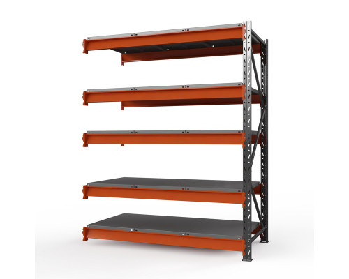 Секция приставная стеллажа металлического Оптима, 3500x2500x785 мм. Ярусы: 5 шт. метал.