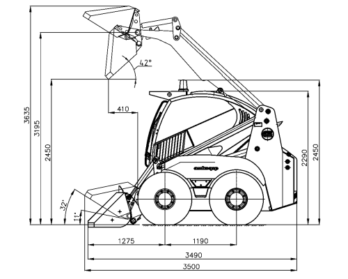 Погрузчик универсальный с бортовым поворотом АМКОДОР 211