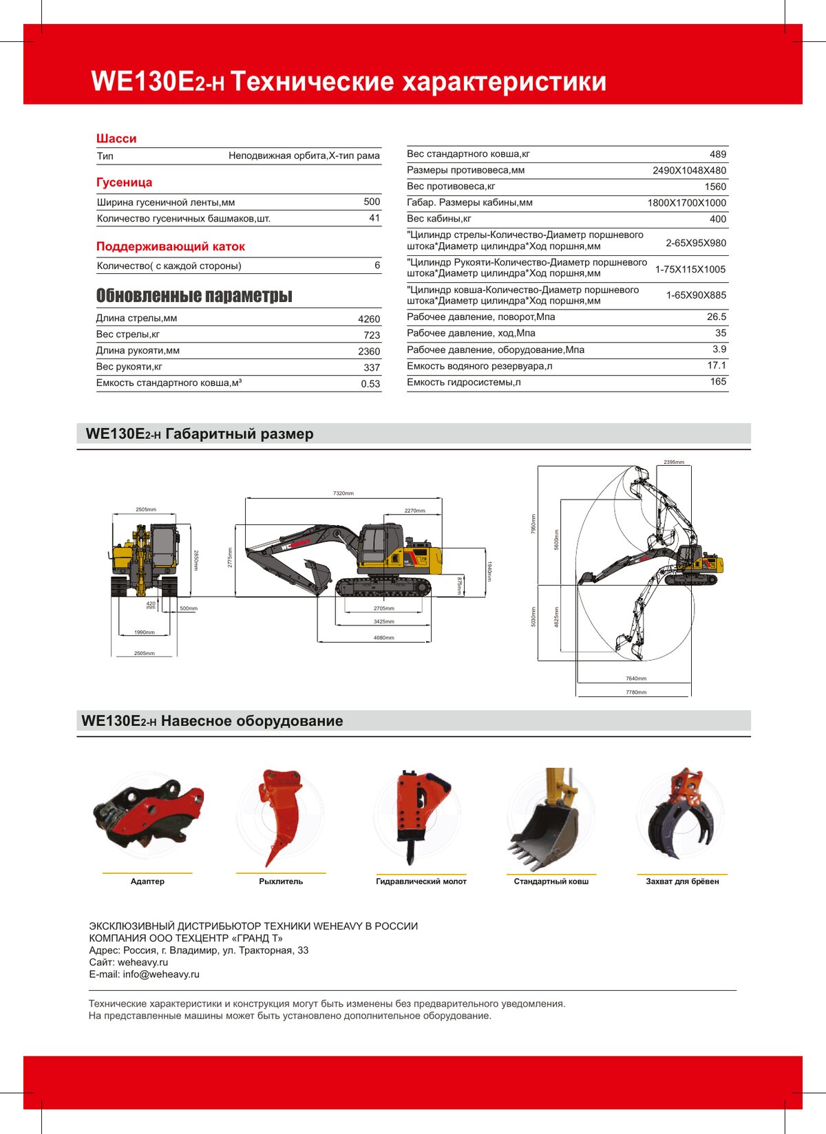 Общие размеры WE130E2-H