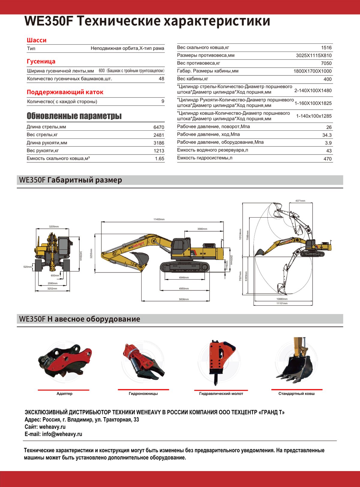 Общие размеры WE350F